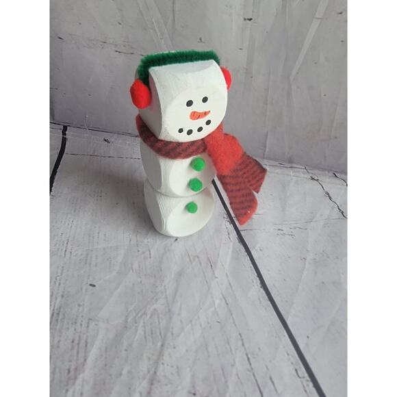 Wooden Handmade Snowman Freestanding Winter Tiered Tray Home Decor Shelf Sitter - Picture 2 of 6